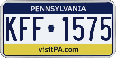 PA license plate KFF1575