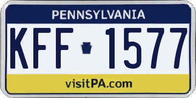 PA license plate KFF1577