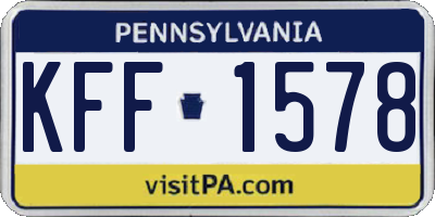 PA license plate KFF1578