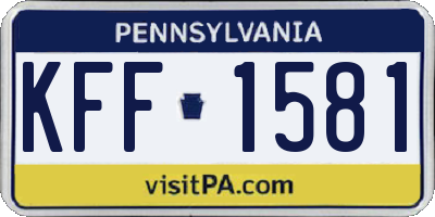 PA license plate KFF1581