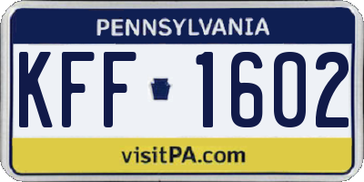 PA license plate KFF1602
