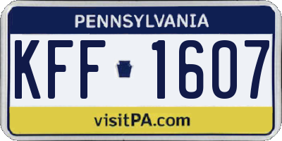 PA license plate KFF1607