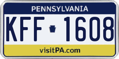 PA license plate KFF1608