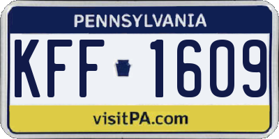 PA license plate KFF1609