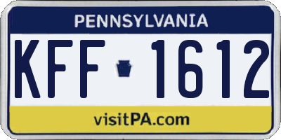 PA license plate KFF1612