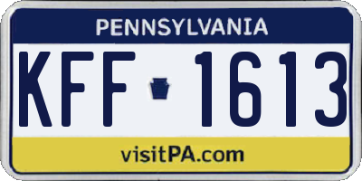 PA license plate KFF1613