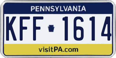 PA license plate KFF1614