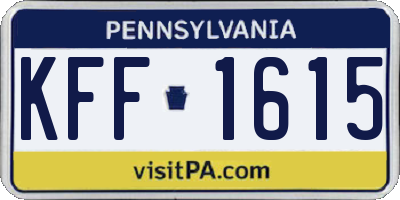 PA license plate KFF1615