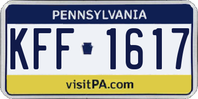 PA license plate KFF1617