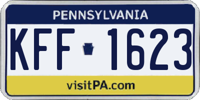 PA license plate KFF1623