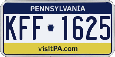 PA license plate KFF1625