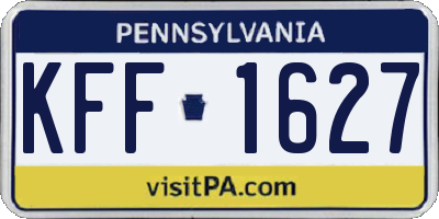 PA license plate KFF1627