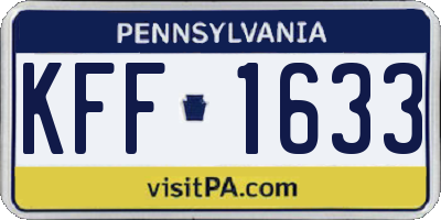 PA license plate KFF1633