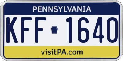PA license plate KFF1640