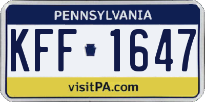 PA license plate KFF1647