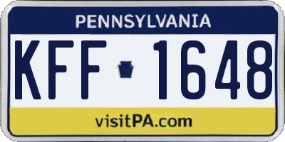 PA license plate KFF1648