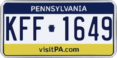 PA license plate KFF1649