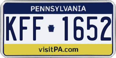 PA license plate KFF1652