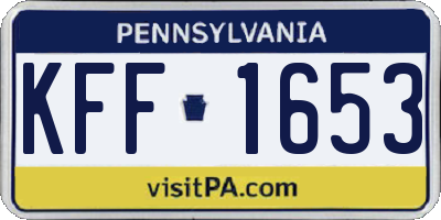 PA license plate KFF1653