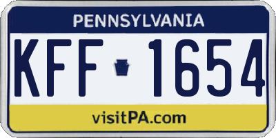 PA license plate KFF1654