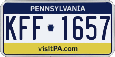 PA license plate KFF1657