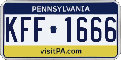 PA license plate KFF1666