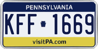 PA license plate KFF1669