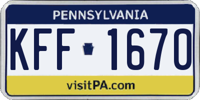 PA license plate KFF1670