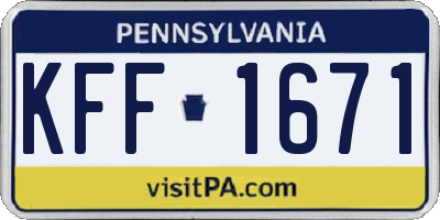 PA license plate KFF1671