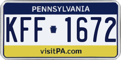 PA license plate KFF1672