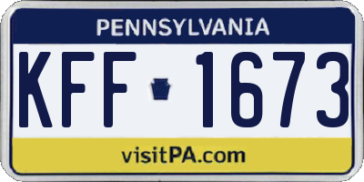 PA license plate KFF1673
