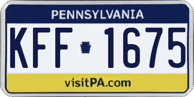 PA license plate KFF1675