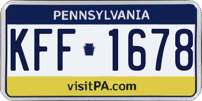 PA license plate KFF1678
