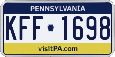 PA license plate KFF1698