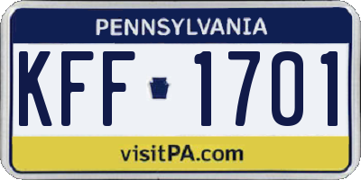 PA license plate KFF1701