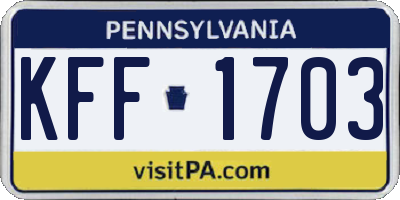 PA license plate KFF1703