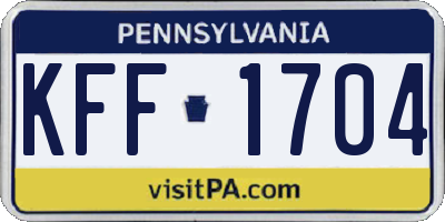 PA license plate KFF1704