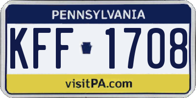 PA license plate KFF1708