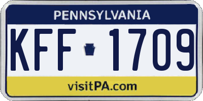PA license plate KFF1709