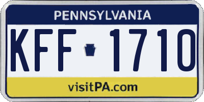 PA license plate KFF1710