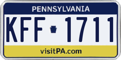 PA license plate KFF1711