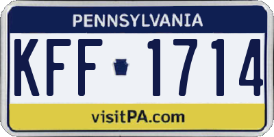 PA license plate KFF1714