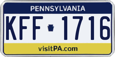 PA license plate KFF1716