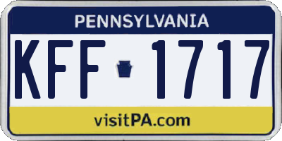 PA license plate KFF1717