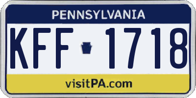 PA license plate KFF1718