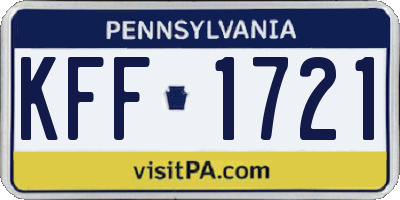 PA license plate KFF1721