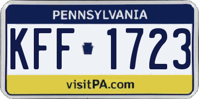 PA license plate KFF1723