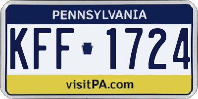 PA license plate KFF1724