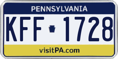 PA license plate KFF1728