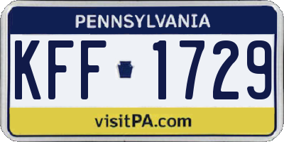 PA license plate KFF1729